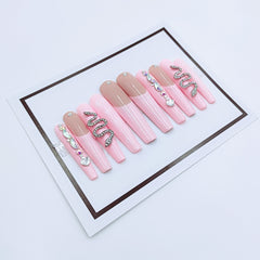 Hot Girl Silver Snake Full Diamond Flash Press-on Nails
