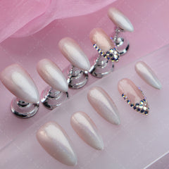 UNIKOO almond Pink FrenchPress-on Nails