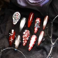 UNIKOO Diablo Wild Skull Screams Stiletto PRESS ON NIALS