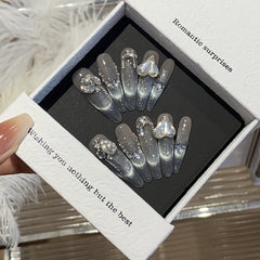 Sparkling Smiley French Cat Eye Press-On Nails