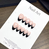 Black French Almond Nail
