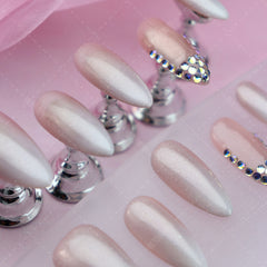 UNIKOO almond Pink FrenchPress-on Nails