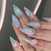 3D Water Drop Shell Wave Press-On Nails