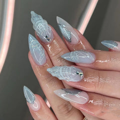 3D Water Drop Shell Wave Press-On Nails