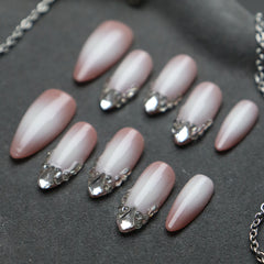 UNIKOO Blush Nail Gradual Change Pink Almond Press-on Nails