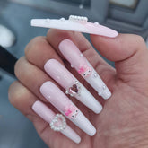 Black Pink Hello Kity Press-on Nails