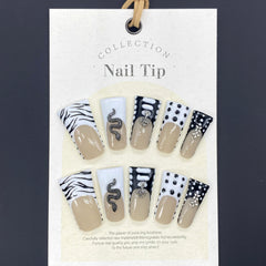 UNIKOO Duckbill Shape Snake Polka Dot Halloween Press-On Nails