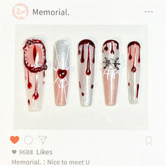 UNIKOO Handmade Spider Web Devil's Eye Press-On Nails