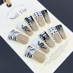 UNIKOO Duckbill Shape Snake Polka Dot Halloween Press-On Nails