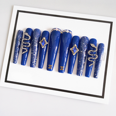 Blue Water Snake Drill Press-on Nails