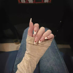 UNIKOO Hand Peach Heart Almond Press-on Nails