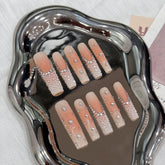 UNIKOO PINK diamond Long T Press-on Nailss