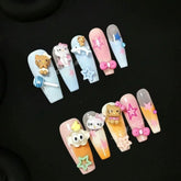 UNIKOO Black Kitty Long Coffin Press-on Nails
