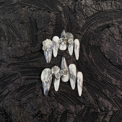 UNIKOO Black Ink Long Almond Press-on Nails