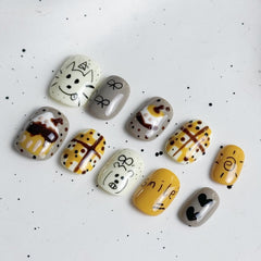UNIKOO CUTE CAKE PUPPY Short Round Press-on Nails