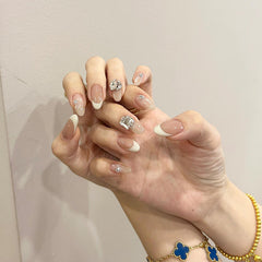 UNIKOO Elegant French tip Short Almond Press-on Nails