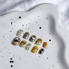 UNIKOO CUTE CAKE PUPPY Short Round Press-on Nails