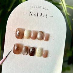 UNIKOO Maillard Amber Short Squoval Press-on Nails