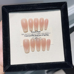 UNIKOO Long coffin Cinnamon Roasted Milk Press-on Nails