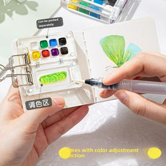 Mini Watercolor Paint Walnut Box – Portable Travel Art Kit