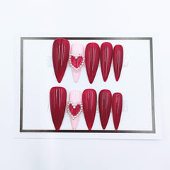 Rose Red Love Press-on Nails