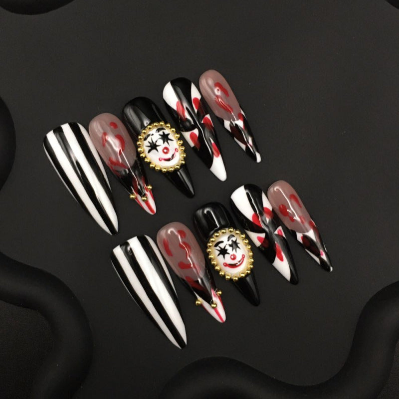 Handmade light luxury striped classic clown fake nail flakes