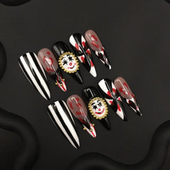 Handmade light luxury striped classic clown fake nail flakes