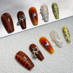 UNIKOO Y2K Crocodile Flame Middle Coffin PRESS ON NIALS
