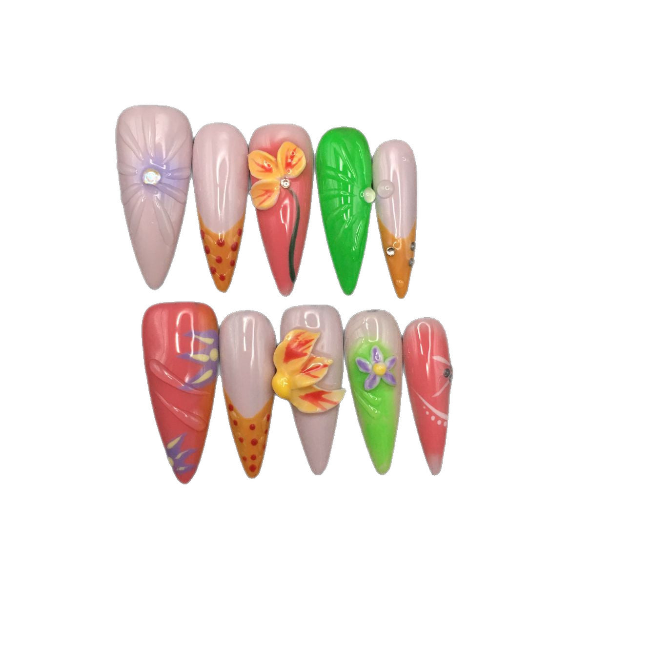 Three-dimensional floral tropical, multicolored, light luxury