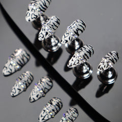 UNIKOO Wild Zebra Print Medium Almond PRESS ON NIALS