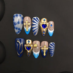 Blue love flower with diamonds nude