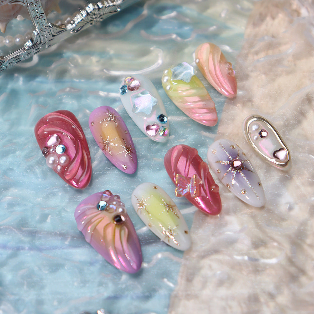 UNIKOO Color Ocean Almond Press-on Nails