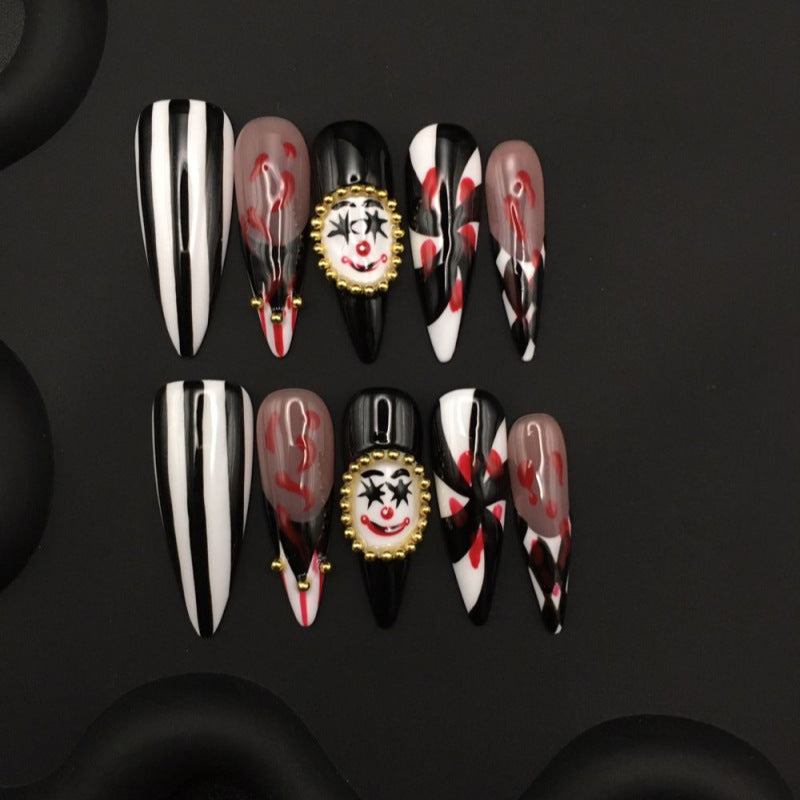 Handmade light luxury striped classic clown fake nail flakes