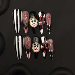 Handmade light luxury striped classic clown fake nail flakes