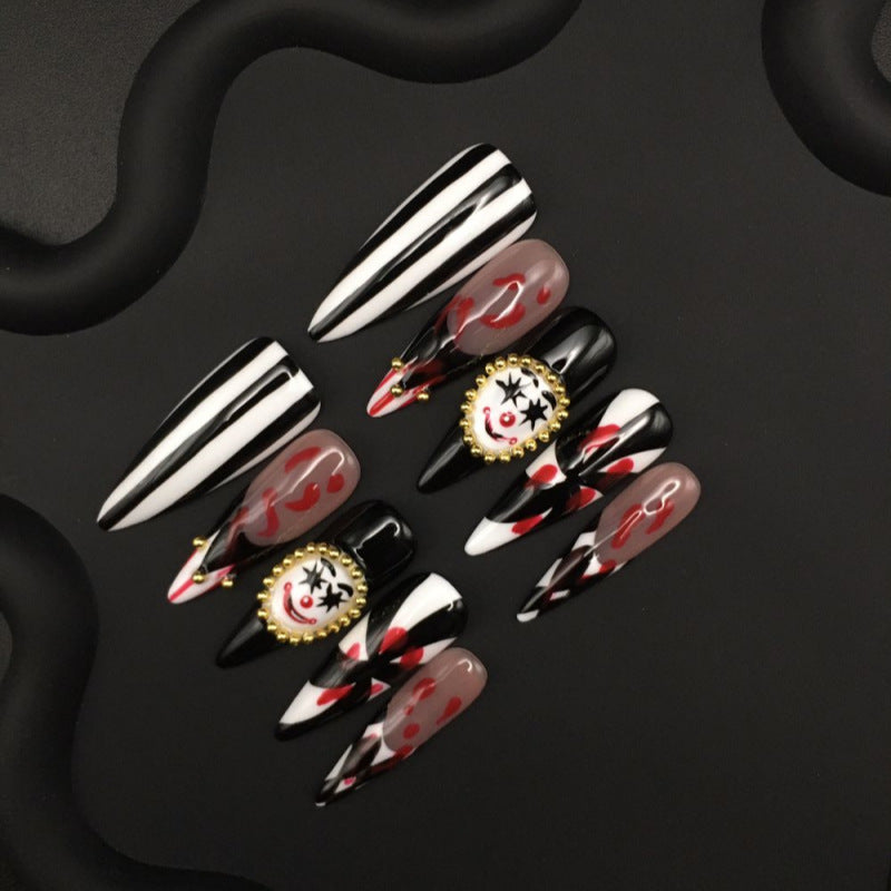 Handmade light luxury striped classic clown fake nail flakes