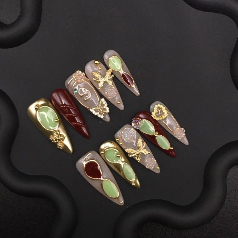 Dark green metal art pointed medium and long