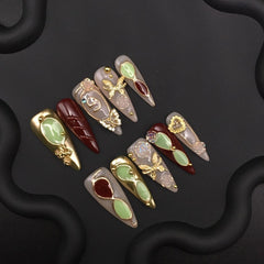 Dark green metal art pointed medium and long