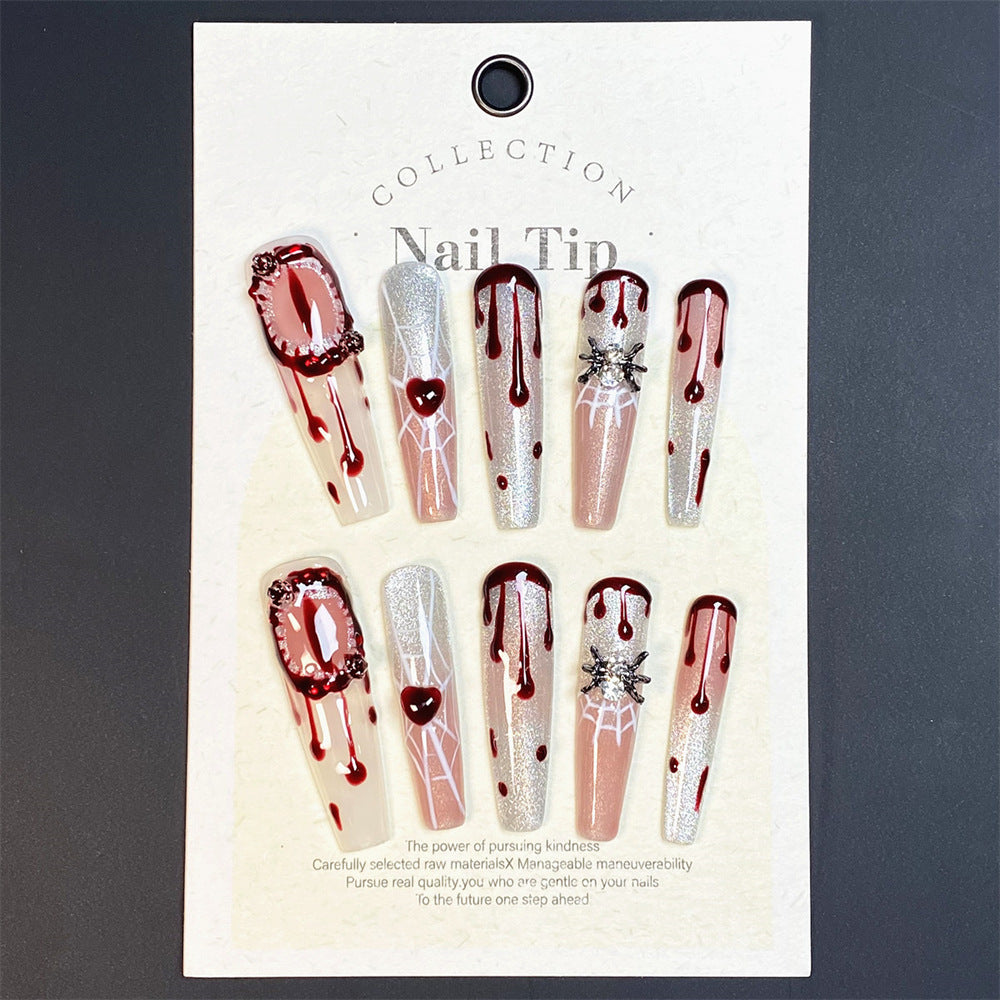 UNIKOO Handmade Spider Web Devil's Eye Press-On Nails