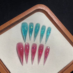 Contrasting colors, pink and blue