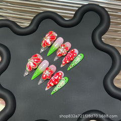 Three-dimensional engraved French sweet and cool long tip