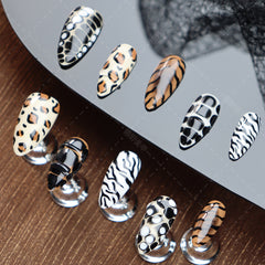 UNIKOO Maillard White ANIMAL ALMOND Press-on Nails