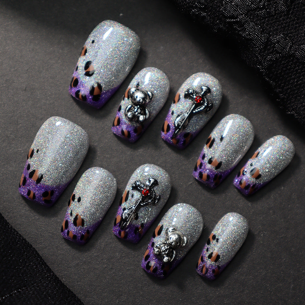 UNIKOO Dark Purple Short Coffin Press-on Nails
