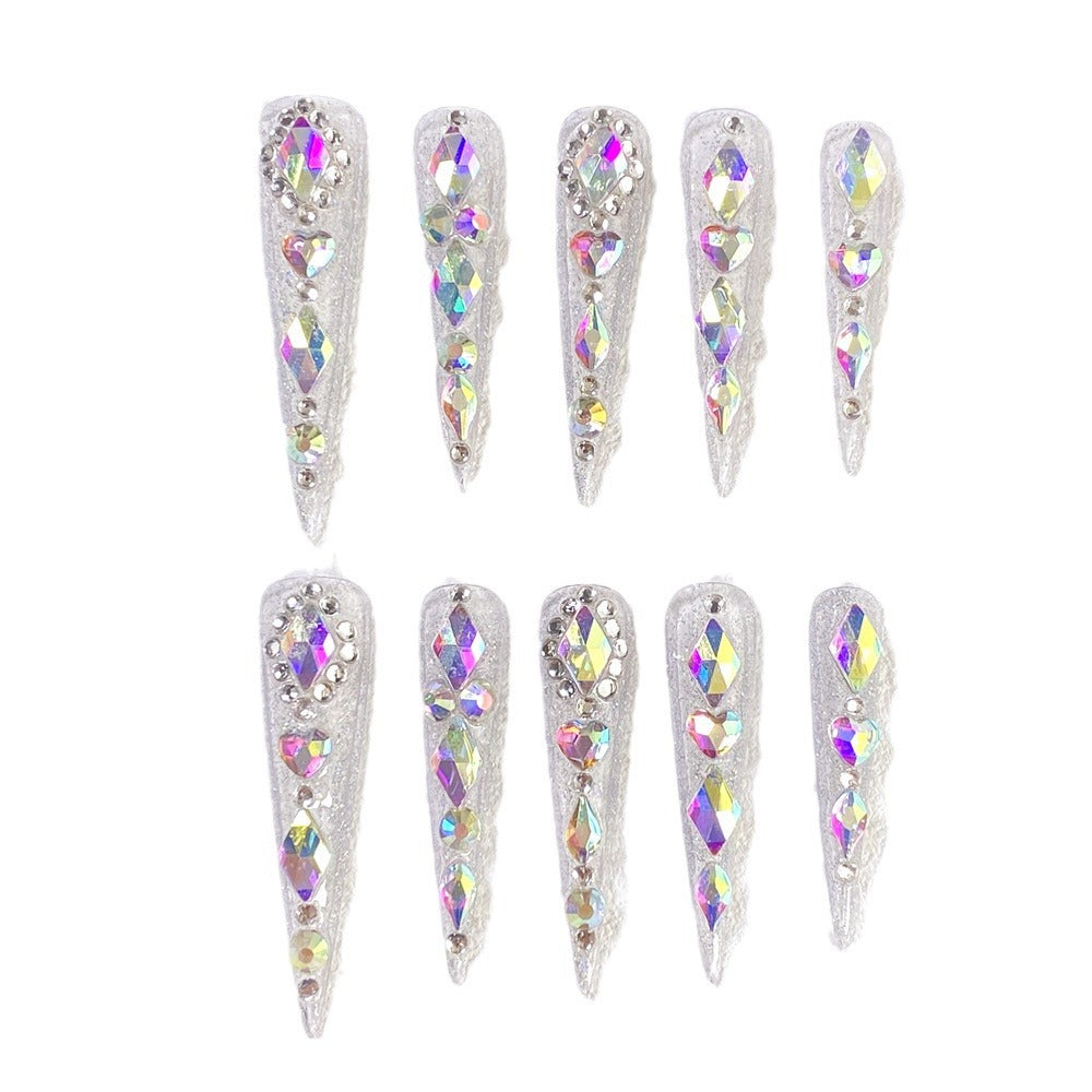 UNIKOO Sparkling Diamond Long Stiletto Press-On Nails