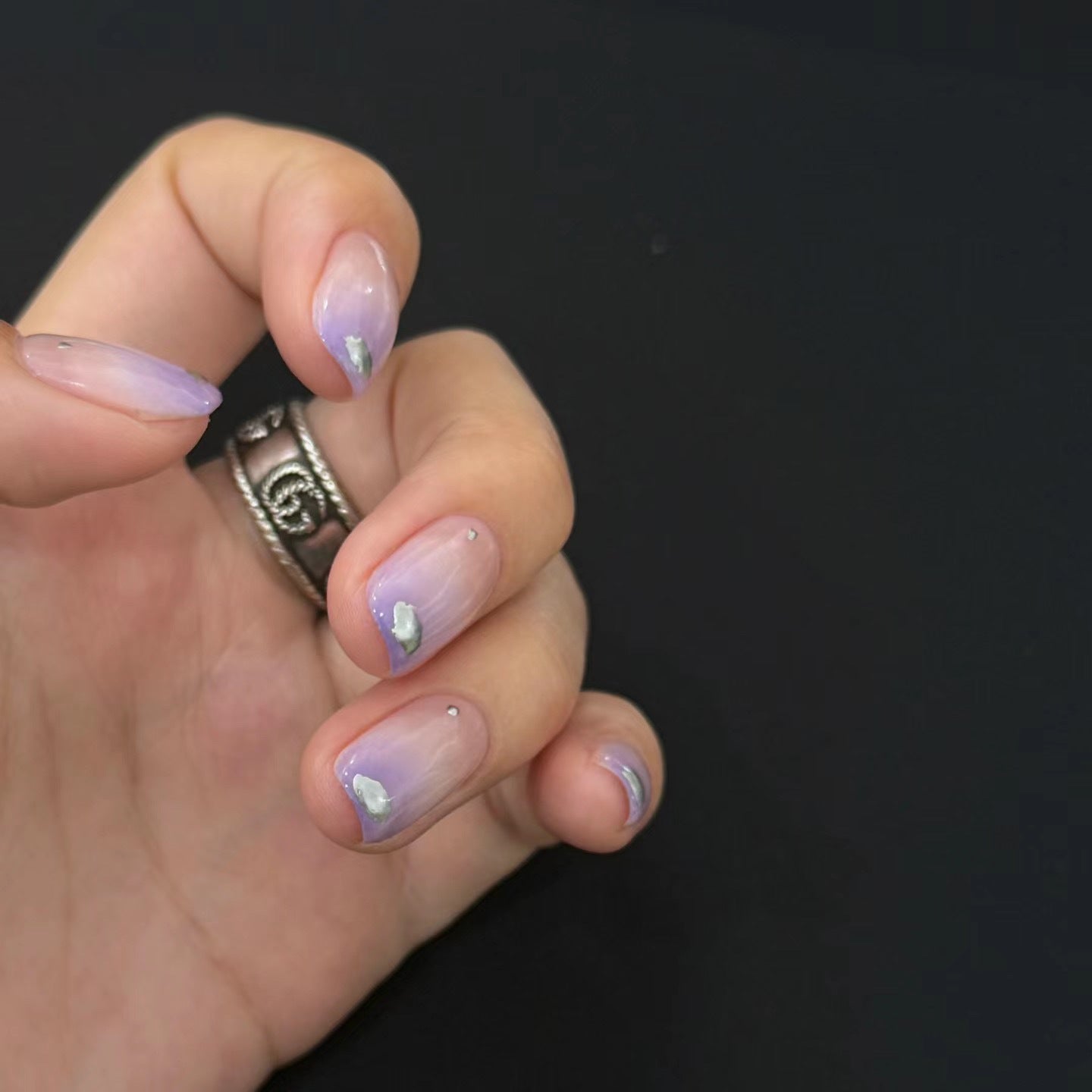 UNIKOO SHORT OVAL PURPLE PRESS ON NAILS