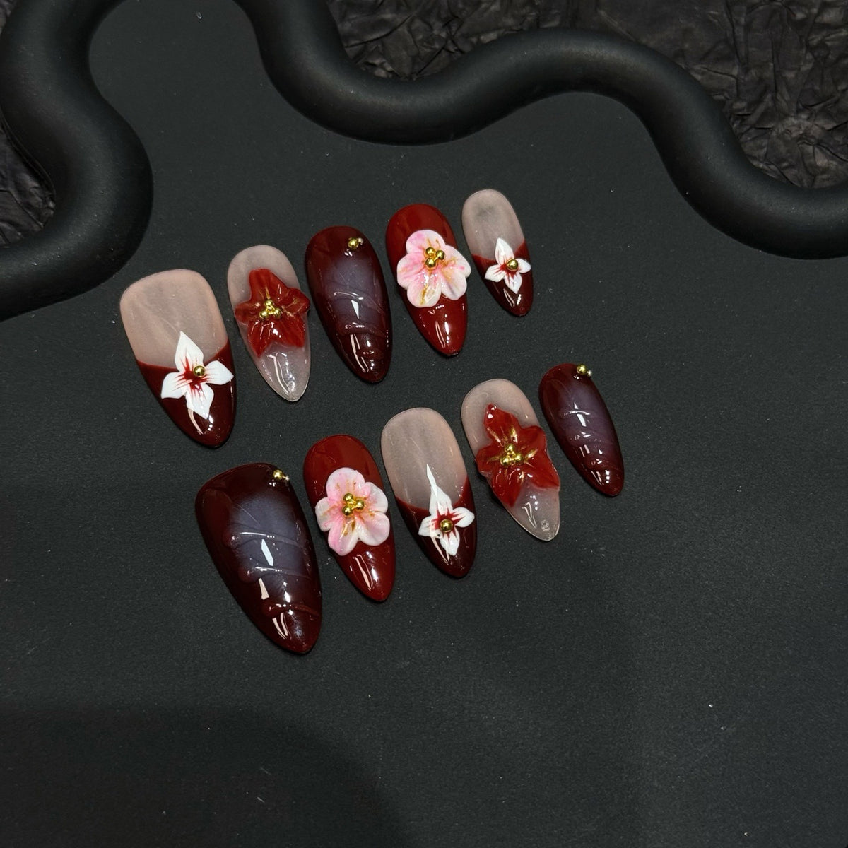 Smudge and dye hand-painted three-dimensional engraving