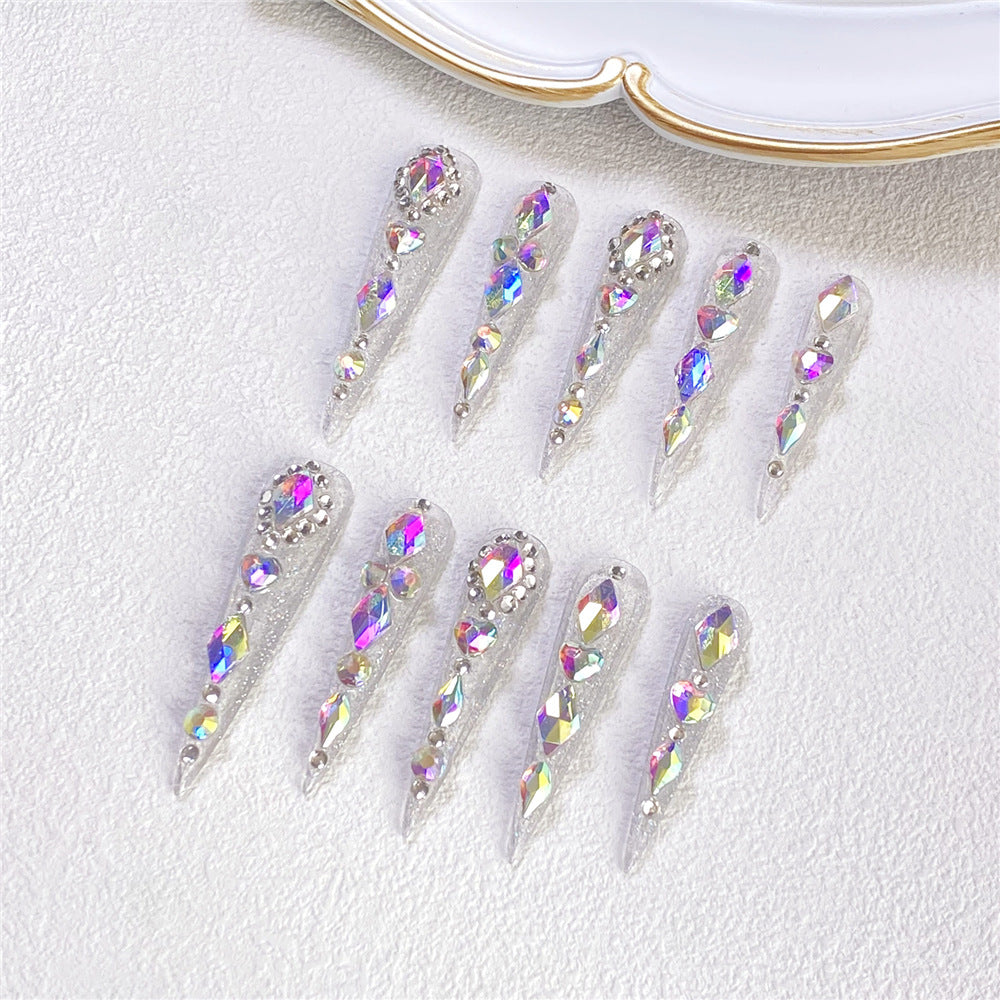 UNIKOO Sparkling Diamond Long Stiletto Press-On Nails