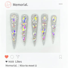 UNIKOO Sparkling Diamond Long Stiletto Press-On Nails