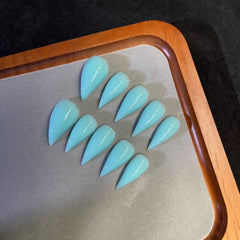 Sky blue solid color manicure