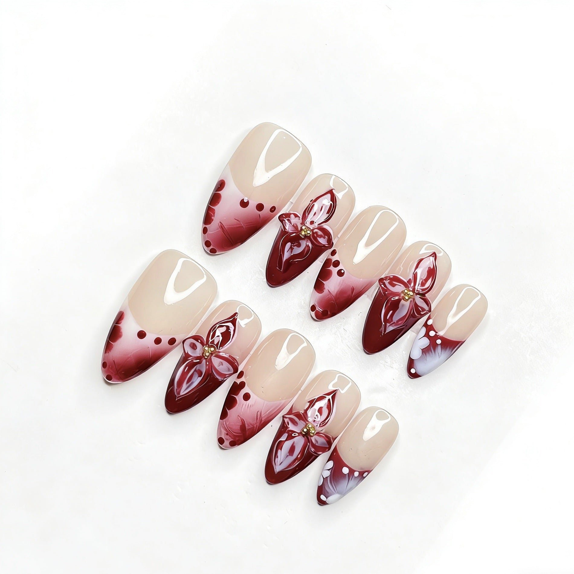 Macaron Powder Almond Nail Art