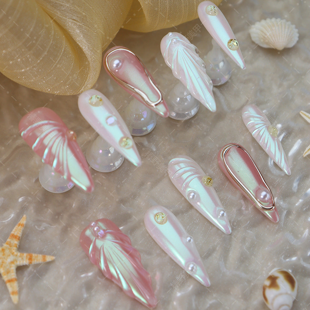 UNIKOO Pink Pearl Almond Press-on Nails